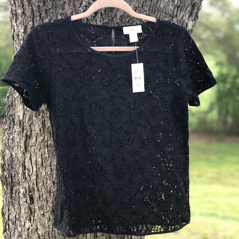 Loft  Black Lace Top